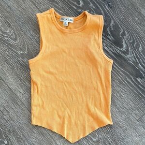 Ribbed Sleeveless Orange Crop Top